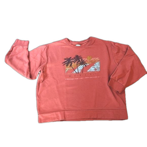 Vintage Hurley Crewneck Sweatshirt Dusty Coral Tropical Hawaii Beach Graphic L